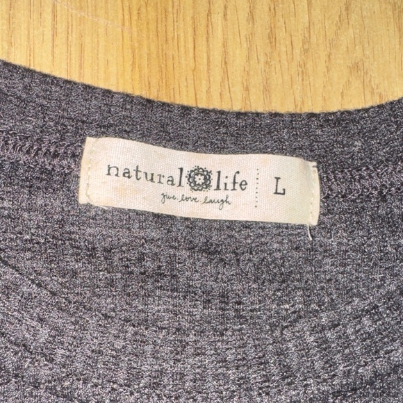 Natural Life Size Large London Trim Top Women's Gray Pink Long Sleeve Top shirt - Picture 14 of 15